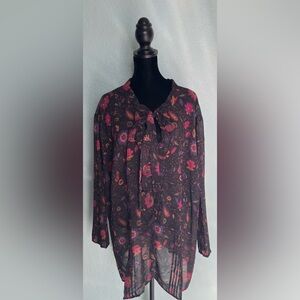 eShakti Black Floral Blouse